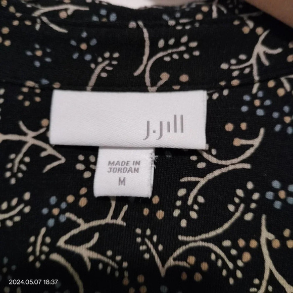 J Jill Size Medium Button Tunic Shift Dress floral pattern long sleeves - Picture 5 of 10